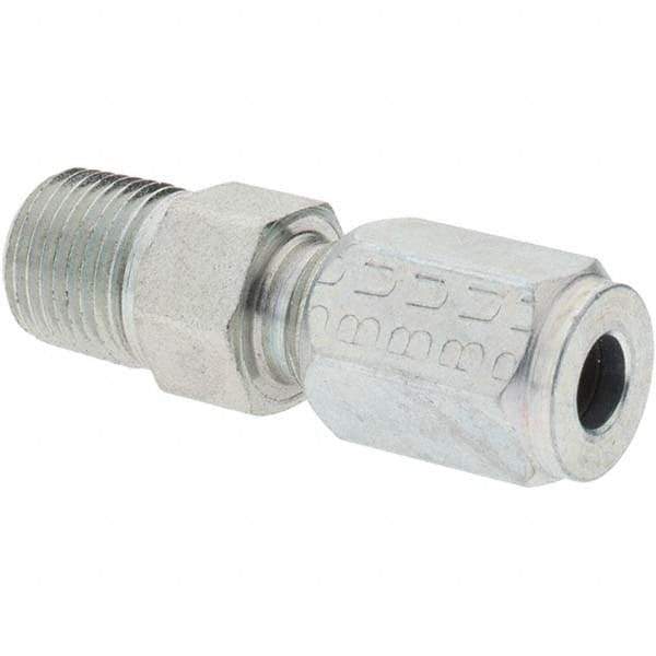 Parker - Metal Flareless Bite Tube 3/16" OD Male Connector - 1/8 NPTF - Americas Industrial Supply