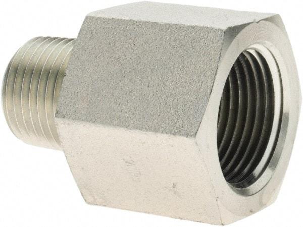 Parker - 1/2 Male Thread x 3/4 Female Thread, Steel Industrial Pipe Adapter - MNPTF x FNPTF, 4,000 psi - Americas Industrial Supply