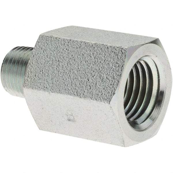 Parker - 1/8 Male Thread x 1/4 Female Thread, Steel Industrial Pipe Adapter - MNPTF x FNPTF, 6,000 psi - Americas Industrial Supply