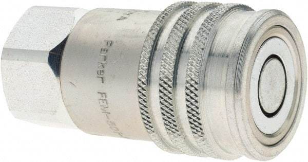 Parker - 1/2-14 NPSF Steel Hydraulic Hose Female Pipe Thread Coupler & No Lock Fitting - 3,625 psi - Americas Industrial Supply