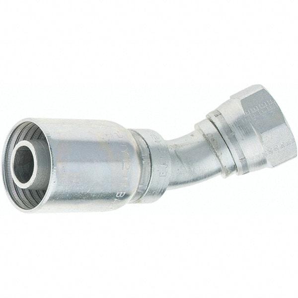 Parker - 1-1/16-12 Female JIC Steel Hydraulic Hose Female JIC Swivel & 45° Elbow - -12 Hose Size, 3/4" Hose Diam - Americas Industrial Supply