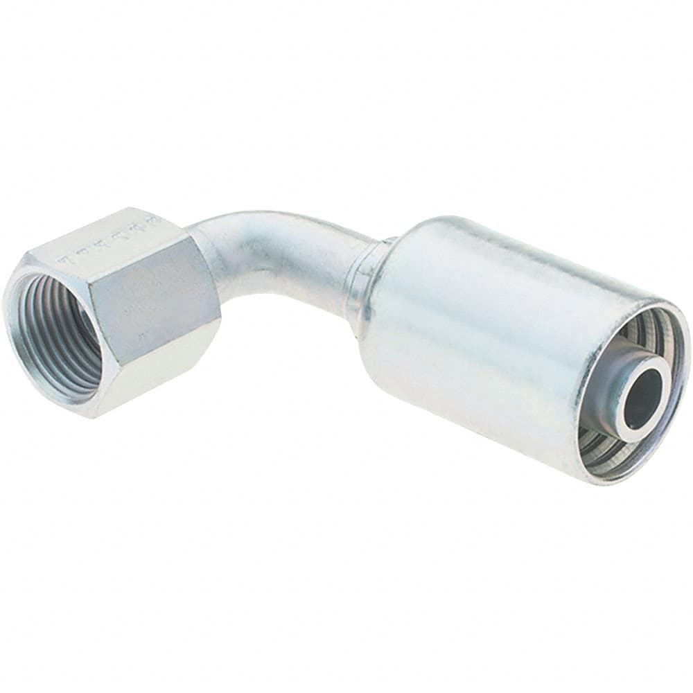 Parker - 3/4-16 Female JIC Steel Hydraulic Hose Female JIC Swivel & 90° Elbow - -8 Hose Size, 1/2" Hose Diam - Americas Industrial Supply