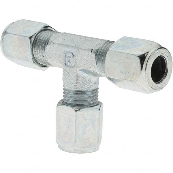 Parker - Metal Flareless Bite Tube 3/8" OD Union Tee - 3/8 NPTF - Americas Industrial Supply