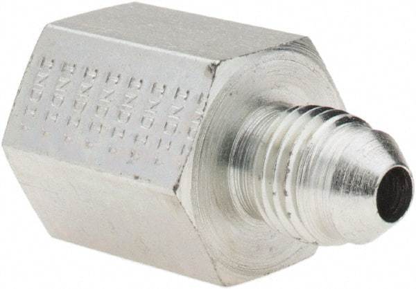 Parker - 1/4" Tube OD, 37° Steel Flared Tube Female Adapter - 1/4-18 NPTF, Flare x NPTF Ends - Americas Industrial Supply