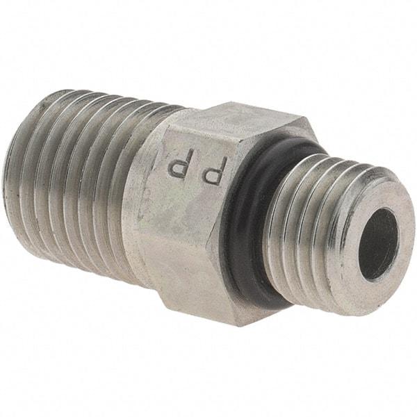 Parker - 7/16-20 SAE ORB Steel Hydraulic Hose Adapter - 6,000 psi, -4 Hose Size, 1/4" Hose Diam - Americas Industrial Supply