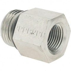 Parker - 7/8-14 Male Thread x 3/8 Female Thread, Zinc Plated Steel Industrial Pipe Adapter - Male Straight Thread O-Ring x Female NPTF, 5,000 psi - Americas Industrial Supply