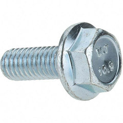 Value Collection - M6x1.00 Metric Coarse, 16mm Length Under Head, Hex Drive Flange Bolt - 16mm Thread Length, Grade 10.9 Alloy Steel, Smooth Flange, Zinc-Plated Finish - Americas Industrial Supply