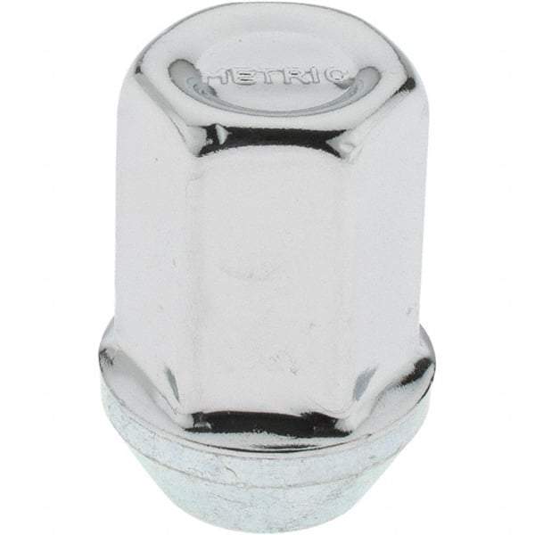 Value Collection - M12-1.5 Stainless Steel Finish Capped Wheel Nut - 19mm Hex, 32mm Overall Length, 60° Seat Angle - Americas Industrial Supply