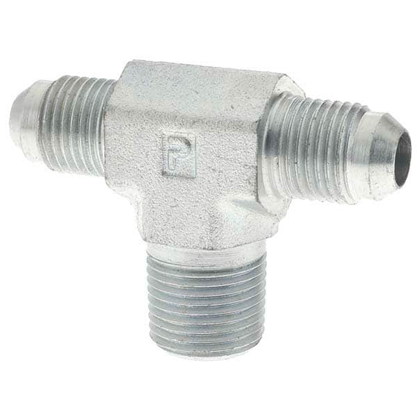 Parker - 3/8" Tube OD x 3/8-18 NPTF 37° Steel Flared Tube Male Branch Tee - Americas Industrial Supply