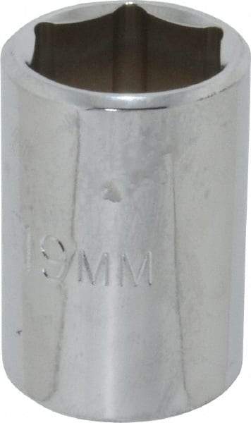 Proto - 1/2" Drive, Standard Hand Socket - 6 Points, 1-1/2" OAL, Chrome Finish - Americas Industrial Supply