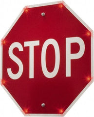 TAPCO - "Stop", 30" Wide x 30" High, Metal Stop & Yield Signs - White on Red, Diamond Grade Reflectivity, Octagon, Post Mount - Americas Industrial Supply