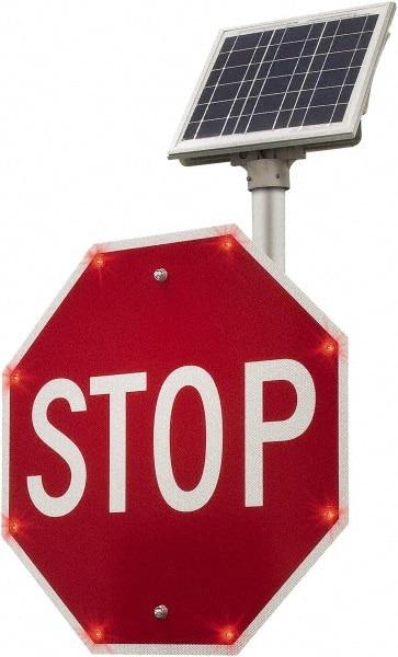 TAPCO - "Stop", 36" Wide x 36" High, Metal Stop & Yield Signs - White on Red, Diamond Grade Reflectivity, Octagon, Post Mount - Americas Industrial Supply