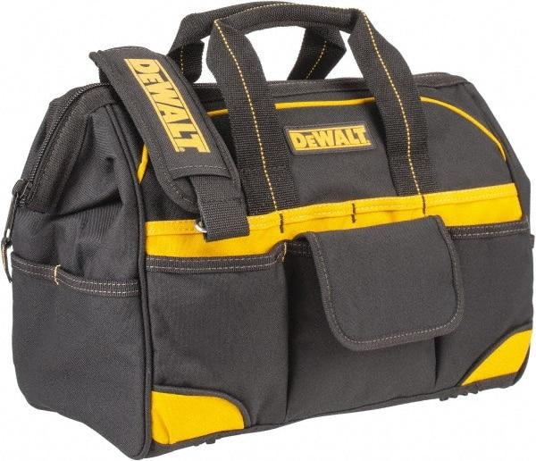 DeWALT - 33 Pocket Black & Yellow Polyester Tool Bag - 16" Wide x 8" Deep x 10" High - Americas Industrial Supply