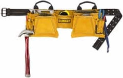 DeWALT - 29 to 46" Waist Apron - 12 Pocket, Yellow, Leather - Americas Industrial Supply