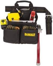 DeWALT - 29 to 46" Waist Nail & Tool Pouch - 6 Pocket, Black, Polyester - Americas Industrial Supply