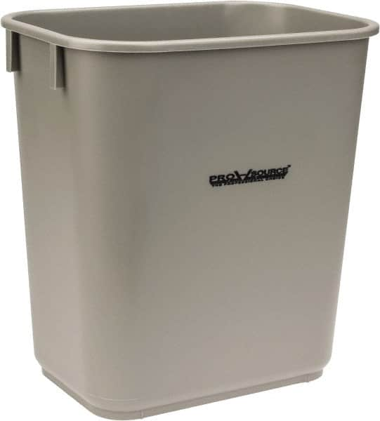 PRO-SOURCE - 14 Qt Gray Rectangle Trash Can - Polyethylene, 12-1/4" High x 8-1/4" Long x 11-1/4" Wide - Americas Industrial Supply