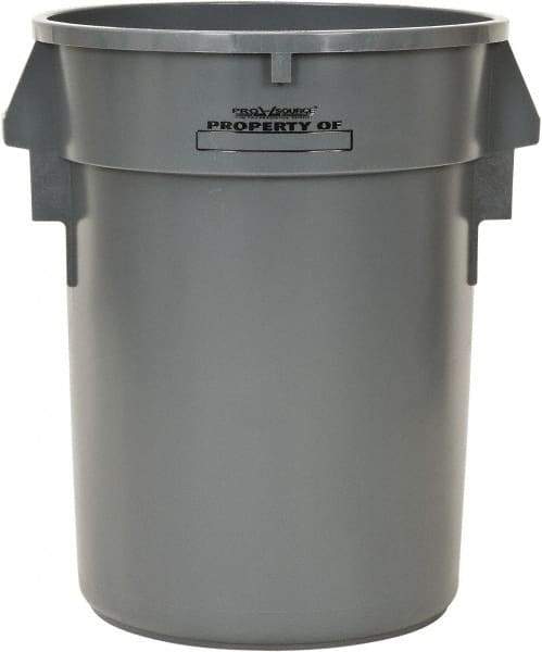 PRO-SOURCE - 32 Gal Round Trash Can - 31-3/4 Inch High, Gray, Polyethylene, Vented Rib Style, USDA Approved - Americas Industrial Supply