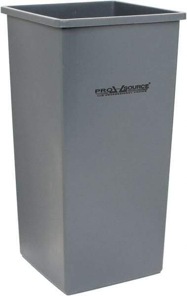 PRO-SOURCE - 32 Gal Gray Square Trash Can - Polyethylene, 31-3/4" High - Americas Industrial Supply