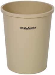 PRO-SOURCE - 44 Qt Beige Round Trash Can - Polyethylene, 18-7/8" High - Americas Industrial Supply