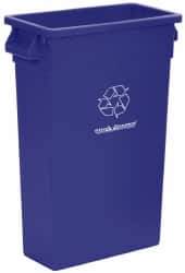 PRO-SOURCE - 23 Gal Blue Rectangle Recycling Container - Polyethylene, 15" High x 11" Long x 23" Wide - Americas Industrial Supply