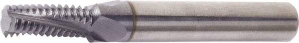 Vargus - 1/2-14 NPT, 0.496" Cutting Diam, 4 Flute, Solid Carbide Helical Flute Thread Mill - Internal/External Thread, 0.929" LOC, 3-1/2" OAL, 3-1/2" Shank Diam - Americas Industrial Supply