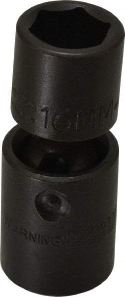 Proto - 1/2" Drive 16mm Standard Universal Impact Socket - 6 Points, 2-11/16" OAL - Americas Industrial Supply