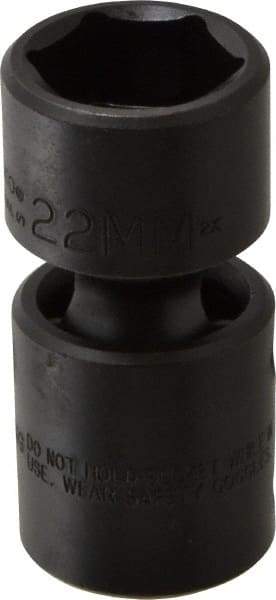 Proto - 1/2" Drive 22mm Standard Universal Impact Socket - 6 Points, 2-19/32" OAL - Americas Industrial Supply
