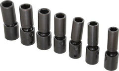 Proto - 7 Piece 1/2" Drive Deep Impact Socket Set - 6 Points, 13 to 19mm, Metric Measurement Standard - Americas Industrial Supply