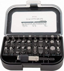 Blackhawk by Proto - 31 Piece, Screwdriver Insert Bit Set - #1, #2 & #3 Phillips, 2 to 8mm Hex, T6 to T40 Torx, #1, #2 & #3 Pozidriv, 1/8, 5/32, 3/16, 7/32, 1/4 & 9/32" Slotted - Americas Industrial Supply