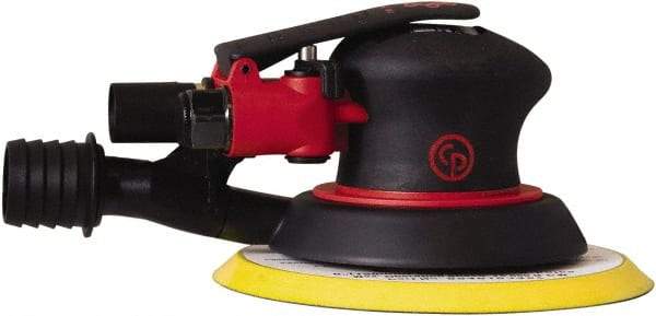 Chicago Pneumatic - 12,000 OPM, 16 CFM Air Consumption, 90 psi Air Pressure, Palm Air Orbital Sander - Round Pad, Hook & Loop Backing, 1/4" Inlet - Americas Industrial Supply