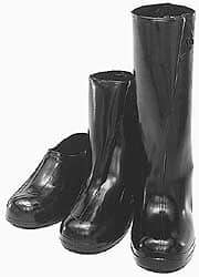 Tingley - Men's 11-12.5 Chemical Resistant Overshoes - Plain Toe, Nonslip & Cleated Sole, Rubber Upper, Black, Rubber Button - Americas Industrial Supply