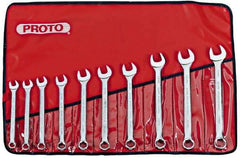 Proto - 10 Piece, 11mm to 19mm, 6 Point Combination Wrench Set - Metric Measurement Standard, Satin Chrome Finish, Comes in Nylon Roll - Americas Industrial Supply