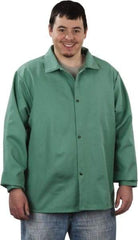 Steel Grip - Size L Welding & Flame Resistant/Retardant Jacket - Green, Cotton, Snaps Closure, 44 to 46" Chest - Americas Industrial Supply