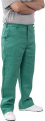 PRO-SAFE - Cotton Flame Resistant/Retardant Pants - Zipper Closure, 3 Pockets, 34" Waist, 32" Inseam, Green - Americas Industrial Supply