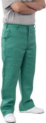 PRO-SAFE - Cotton Flame Resistant/Retardant Pants - Zipper Closure, 3 Pockets, 38" Waist, 32" Inseam, Green - Americas Industrial Supply
