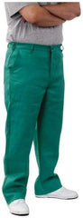 PRO-SAFE - Cotton Flame Resistant/Retardant Pants - Zipper Closure, 3 Pockets, 40" Waist, 32" Inseam, Green - Americas Industrial Supply