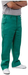 PRO-SAFE - Cotton Flame Resistant/Retardant Pants - Zipper Closure, 3 Pockets, 42" Waist, 32" Inseam, Green - Americas Industrial Supply