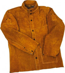 PRO-SAFE - Size M Flame Resistant/Retardant Jacket - Gold, Leather, Snaps Closure, 38 to 40" Chest - Americas Industrial Supply