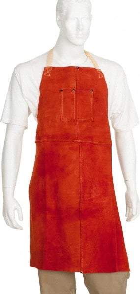 PRO-SAFE - 24 x 36" Flame Resistant/Retardant Bib Apron - Split Leather, 11 oz Material, Gray, 0 Pockets - Americas Industrial Supply