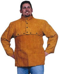 PRO-SAFE - Size M, 38-40" Chest, Flame Resistant, Cape Sleeve with Bib - Split Leather, Bright Gold - Americas Industrial Supply