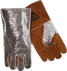 Steiner - Size Universal Wool Lined Aluminized Leather Welding Glove - 14" OAL, Gauntlet Cuff, For General Welding - Americas Industrial Supply