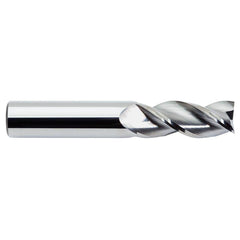 Square End Mill: 3/16'' Dia, 3/4'' LOC, 3/16'' Shank Dia, 2.5'' OAL, 3 Flutes Uncoated, Helical Flute, Centercutting, RH Cut, RH Flute, Series 138