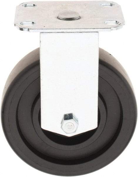 E.R. Wagner - 5" Diam x 1-1/4" Wide x 6-1/4" OAH Top Plate Mount Rigid Caster - Polyolefin, 450 Lb Capacity, Delrin Bearing, 2-3/4 x 3-3/4" Plate - Americas Industrial Supply