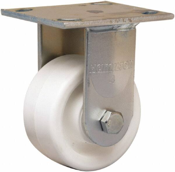 Hamilton - 4" Diam x 2" Wide x 5-5/8" OAH Top Plate Mount Rigid Caster - Polyolefin, 550 Lb Capacity, Delrin Bearing, 4 x 4-1/2" Plate - Americas Industrial Supply