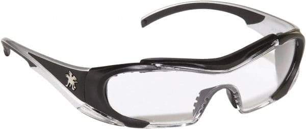MCR Safety - Clear Lenses, Framed Safety Glasses - Anti-Fog, Scratch Resistant, Black Thermoplastic Rubber Frame, Size Universal, Wrap Around - Americas Industrial Supply