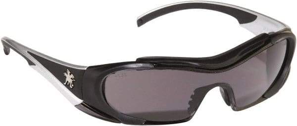 MCR Safety - Gray Lenses, Framed Safety Glasses - Anti-Fog, Scratch Resistant, Black Thermoplastic Rubber Frame, Size Universal, Wrap Around - Americas Industrial Supply