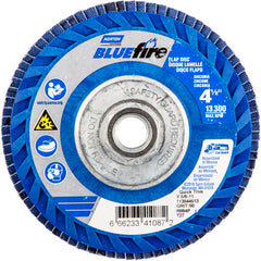 ‎4-1/2 × 5/8 - 11″ BlueFire Plastic Flat Flap Disc Type 27 P60 Grit R884V1 Zirconia Alumina - Americas Industrial Supply