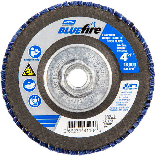 ‎4-1/2″ × 5/8″-11 Type 29 BlueFire Flap Disc - Americas Industrial Supply