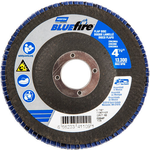‎4-1/2″ × 7/8″ 80 Grit Type 29 BlueFire Flap Disc - Americas Industrial Supply