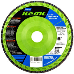 6″ × 7/8″ Flap Disc Neon Quick Trim Type 27- Plastic Plate 120 Grit - Americas Industrial Supply